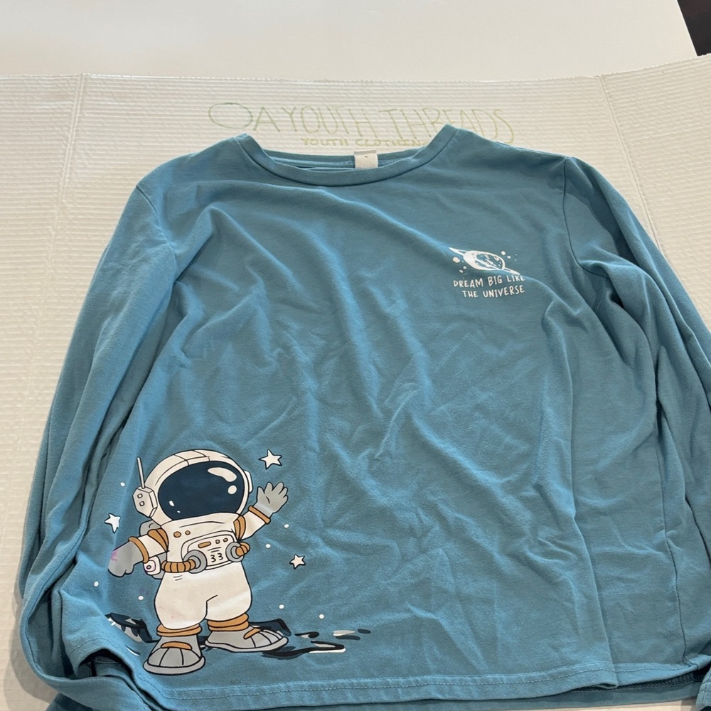 SHEIN Teal Graphic Long Sleeve Tee